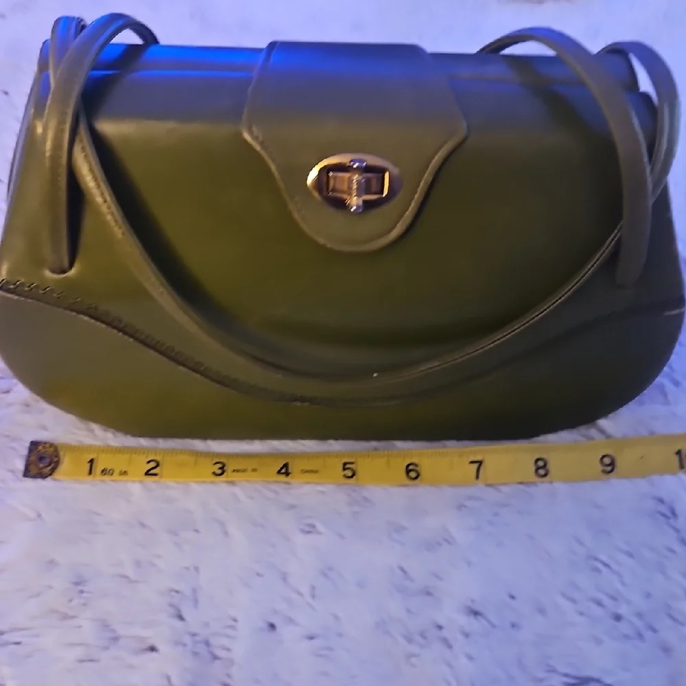 Vintage Olive Green Leather Bag - Picture 6 of 8